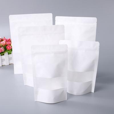 China Kraft Paper Moisture Proof Waterproof White Zipper Bag With Window for sale