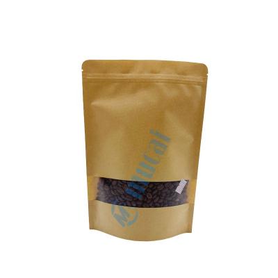 China Recyclable Laminated Food Stand Up Kraft Paper Zip Lock Bag With Window for sale