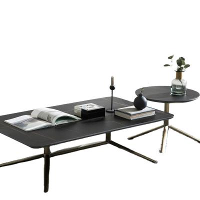 China Contemporary Contemporary Marble Coffee Table With Gold Clad Stainless Steel Frame for sale