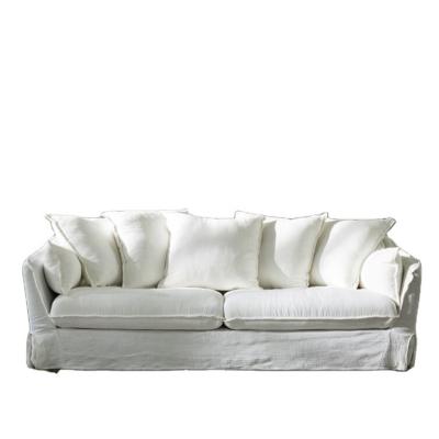 China Removable Cover Upholstered Modern Slipcover Fabric Linen Sofa for sale