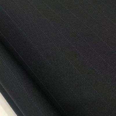 China Wicking All Season Deals Set Dark Blue Stripe Suit 340g/m 25 Wool 15 Viscose 60 Polyester Wool Worsted Fabric for sale