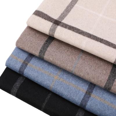 China Wicking 930G Womens 50 Wool Checked Double Sided Coat Fabric for sale