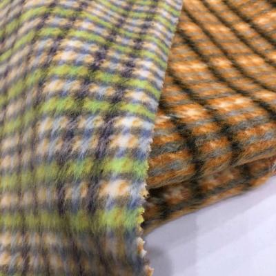 China 45% Wool Plaid Long Soft Hair Mohair Fabric Wool Wicking 420GSM for sale