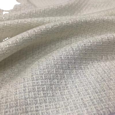 China Wicking Flares All Beautiful White Inlaid Silver Fabrics Yarn Fabric 90% Acrylic Tweed Fabric for sale