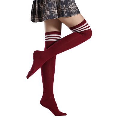 China Girls Antibacterial Winter Women Warm Striped Thigh High Over Knee Long Stockings Tights Socks for sale