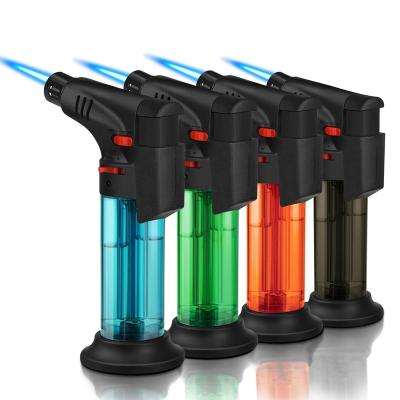 China Silicone/Metal 4 Pack Windproof Refillable Jet Flame Butane Gas Mini Torches Lighter for Candle, Fireplace, Grill Torch Lighter for sale