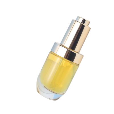 China Hot Selling Cosmetic Lotion Skin Care Gold Pressed Bottom 30ml Dropper Glass Bottle Use For Serum for sale