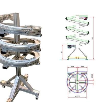 China Heat Resistant Spiral Conveyor System Flexible Spiral Chain Spiral Conveyor Price For Cans And Jars for sale