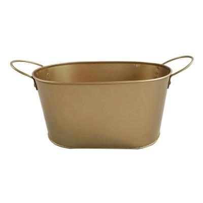 China Sustainable Gold Bucket Storage Gift For Christmas Festival Metal Basket for sale