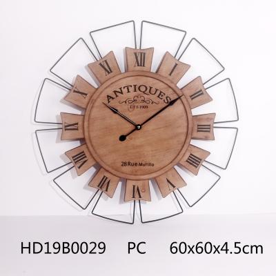 China Home Calendars Decoration Metal Iron Clock For Indoor Wooden Clock for sale