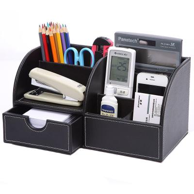 China Custom Design Eco-friendly Print Design PU Leather Desk Accessory Organizer Desk Stationery Holder Set for sale