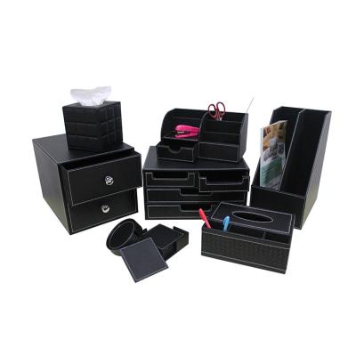 China Office Stationery Set Best Selling Hot Sell Exquisite White Leather Desk Accessories for sale