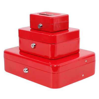 China Small Lock Box Home Metal Safety Money Storage Cash Box Piggy Bank Cash Box with Money Tray and Safe Lock for sale