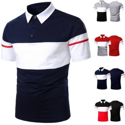 China New Men's Summer Anti-Wrinkle Casual Short T-shirt Mens Contrast Three Sleeve Polo Shirt Slim Fit POLO Shirt for sale