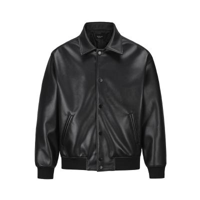 China Breathable High Street Fashion Brand Heavyweight Western PU Polo Jacket Leather Retro Coat for sale