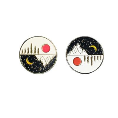 China Europe Iceberg Sun and Cute Japanese Enamel Pin Couples Moon Brooch Custom Soft Enamel Pin Soft Enamel Pin for sale