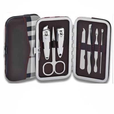 China Finger Nail+Foot Nail Toes Shape Men Style 7pcs Manicure Set in Metal Frame Case Nail Care Scissors Tweezers Nail Clippers for sale