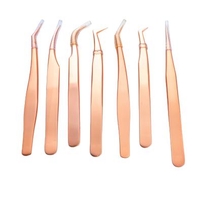 China Custom Stainless Steel Eyelash Tweezers Private Label Tweezers Gold Gold Eyelash Tweezers for sale