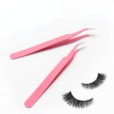 China Beauty Care Makeup Tools Colored Eyelash Tweezers With Comb Personalized Tweezers Professional Curved Clear Volume Tweezers for sale