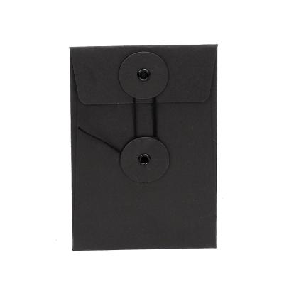 China Custom Business Envelope Coin Black Paper Envelope With Button And String Closure for sale