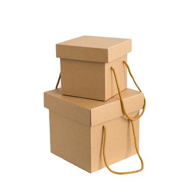 China Recyclable Customized Size Corrugated Kraft Paper Box Packaging Box With Handle for sale