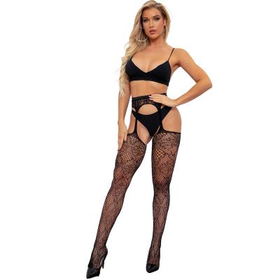 China Black Cavity Faux Stone Fishnet Mesh Fishnet Pantyhose Women Slim Club Party Fashion Female Sexy Mature Sexy Hosiery for sale