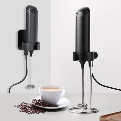 China Automatic Usb Sustainable Frother Maker With Stand Powerful Handheld Rechargeable Steamer Electric Milk Frother for sale