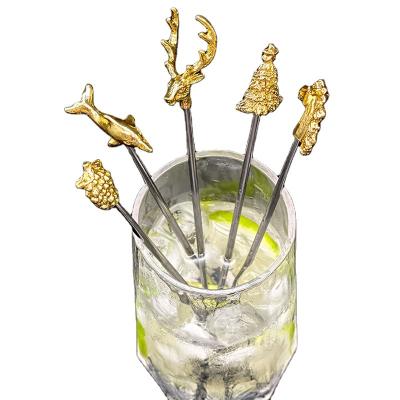 China Viable Home Bar Accessories Stuffers Bloody Picks Mary Garnish Metal Stir Martini Set Spits Appetizer Drinks Cocktail Cocktail Stick for sale