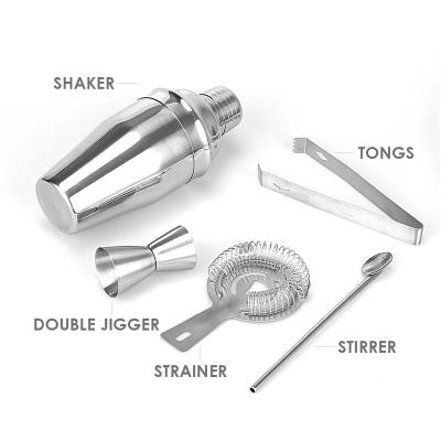 China Disposable Bar Tools OEM Design Stainless Steel Gift Barware Sets Cocktail Shaker Bar Set For Drink Preparation for sale