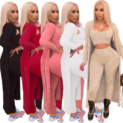 China Anti-pilling Design Best Lowest Price Winter Clothing Autumn For Women Comfortable Fur 3 Piece Set Women Clothing Lady 3 Piece Sets for sale