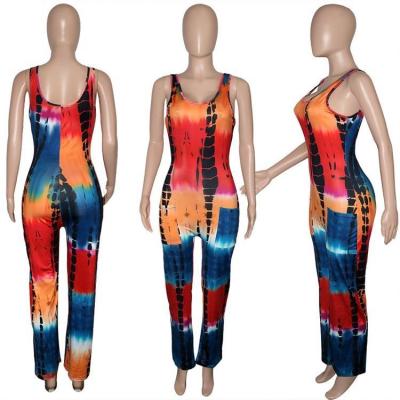 China Wholesale SHIZAI Anti-wrinkle Sleeveless Wide Leg Printed Summer Women One Piece Overalls And Rompers For Woman for sale