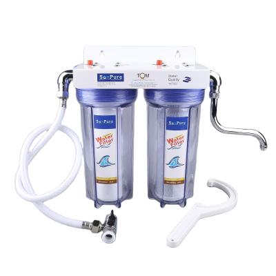 China Easy Operation 10 Inch Dual Plastic Water Purifier Household Undersink 2 Stage Water Filter for sale