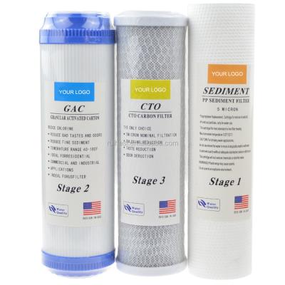 China Household Customer Brand 5 Micron Cartridge Filter PP CTO Carbon Filter T33 RO Membrane Cartridge Filter For Undersink Use Home RO System for sale