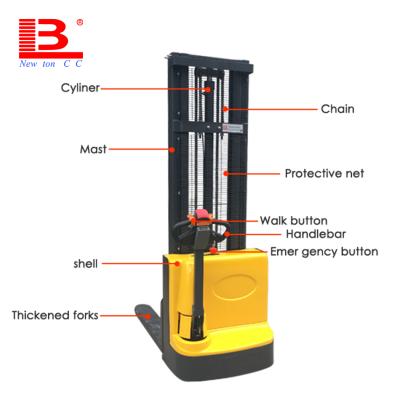 China New Newton Hotels Forklift Stacker 1000kg 1500kg Pallet Stacker Electric Full Hand Electric Stacker Manual Forklift for sale