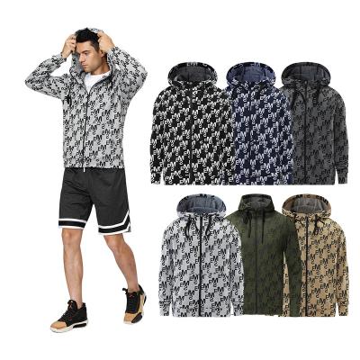 China Fashion Breathable All Over Printed Letters Jogging Hoodie Men's Winter Full Zipper Hooded Sweatshirts Jacket for sale