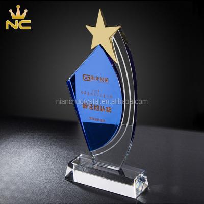 China New Design China Glass Trophy Award Custom Star Crystal Trophy For Business Partners for sale