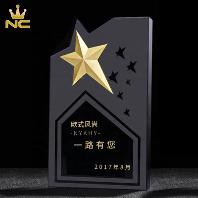 China High Quality Black Crystal Trophy With Custom Logo China Metal Star K9 Trophy for sale