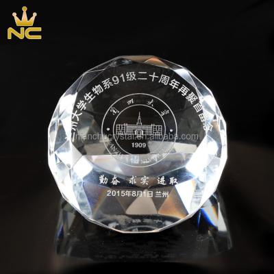 China China 3D Laser Etched Diamond Crystal Paperweight For Business Souvenir for sale