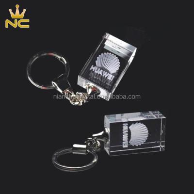 China China Customized Souvenirs 3D Crystal Glass Keychain With Engraved Company Logo for sale