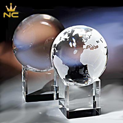 China China Clear 80mm Crystal Glass Earth Globe With Custom Printed Express Base For Father's Day Souvenirs Gifts for sale