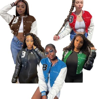 China 2021 Ladies Breathable Leather PU Coats Crop Plus Size Women Winter Fashion Girls Baseball Ditch Jackets for sale