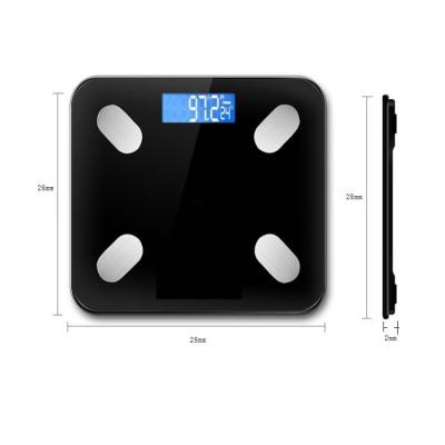 China Large Capacity Body Fat Scale Glass Electronic Smart Scales USB Charging LCD Display Digital Bathroom Body Weight Scale Black for sale