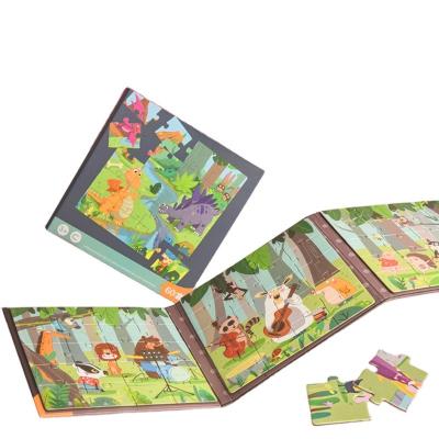 China Free Sample Eco-Friendly 3 in i Puzzle Magnetic Paper Book Folding Jigsaw Puzzle for Kids with Different Designs for sale