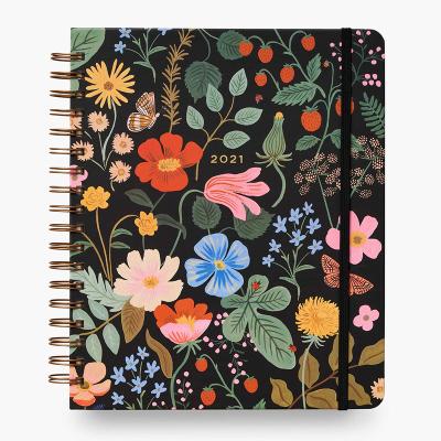 China Floral Printing School Student Diary Daily Weekly Planner Agenda Notebook Eco-friendly Paper Custom Yarn Twin for sale