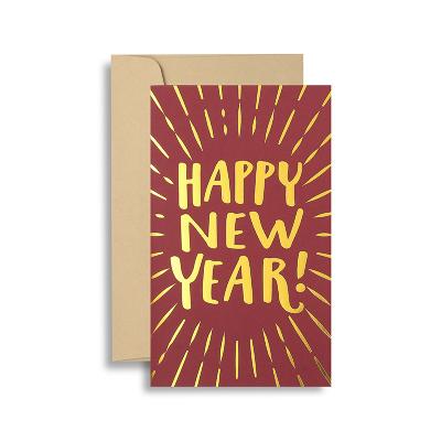 China Happy Chinese New Year 2022 Gold Foil Design Logo Embossed Greeting Card for sale