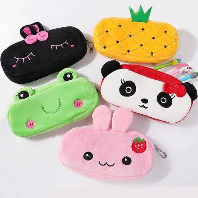 China Soft Cute Pencil Pouch Cartoon Plush Pen Bag Cartoon Animal Stationery Bag Gifts Pencil Case Wholesale for sale