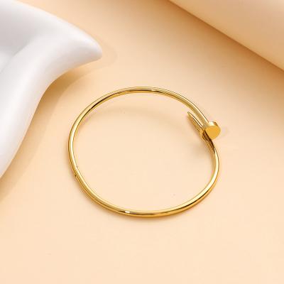 China CLASSIC High Edition Clou Small Model Nail Bangles Bracelets For Women Girl Ladies Stainless Steel Brand Bracelets Thin Nail Bracelet for sale