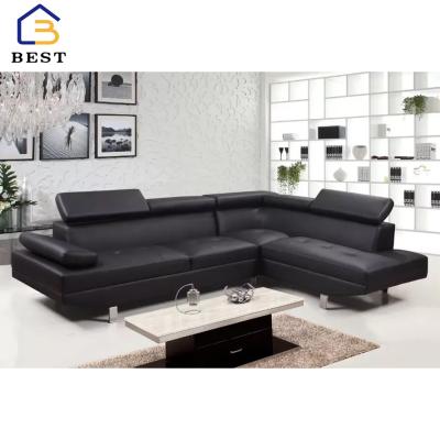 China Amazon Hot Selling Adjustable Leather Sectional Sofa (Height) Couch With Chaise Corner Sofa Lounge for sale