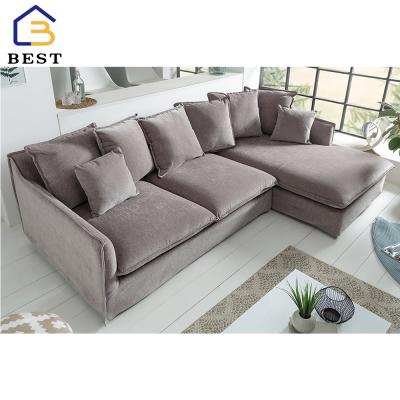 China Modern Design Adjustable Brown Sectional Linen Fabric Sofa Corner Sofa (Height) For Living Room Furniture for sale