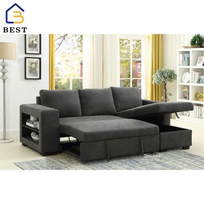 China Wholesale Foldable L Shaped Couch Reversible Sectional Sofa Bed With Storage for sale